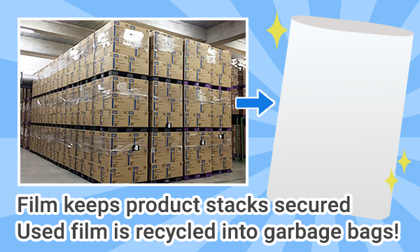 Transparent film keeps product stacks secured