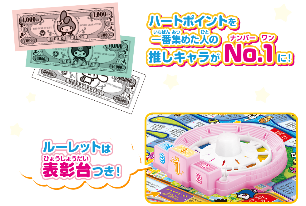 ハートポイントを一番集めた人の推しキャラがNo.1に！ ルーレットは表彰台つき！