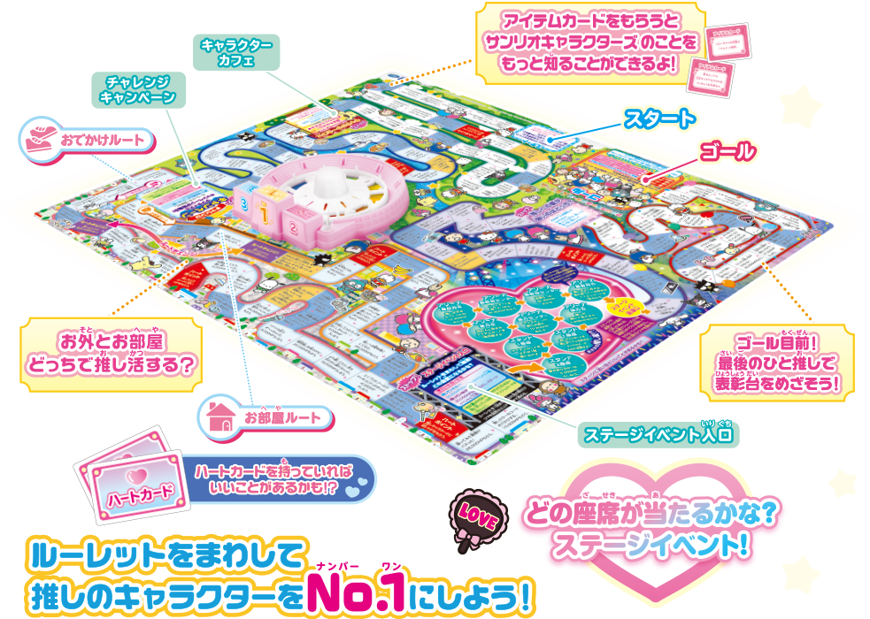 ルーレットをまわして推しのキャラクターをNo.1にしよう！