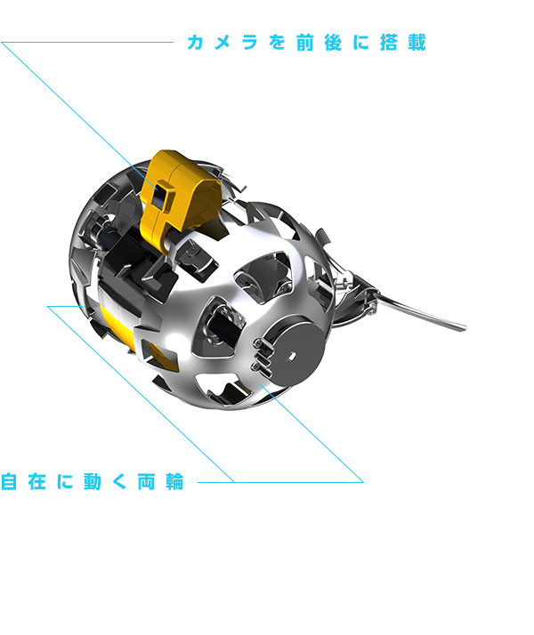 カメラを前後に搭載　自在に動く両輪