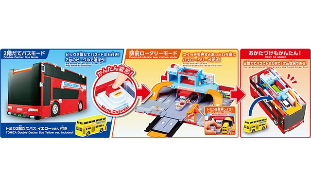 トミカビークルタウン ビッグに変形 ２階だてバスロータリー（トミカ付き）