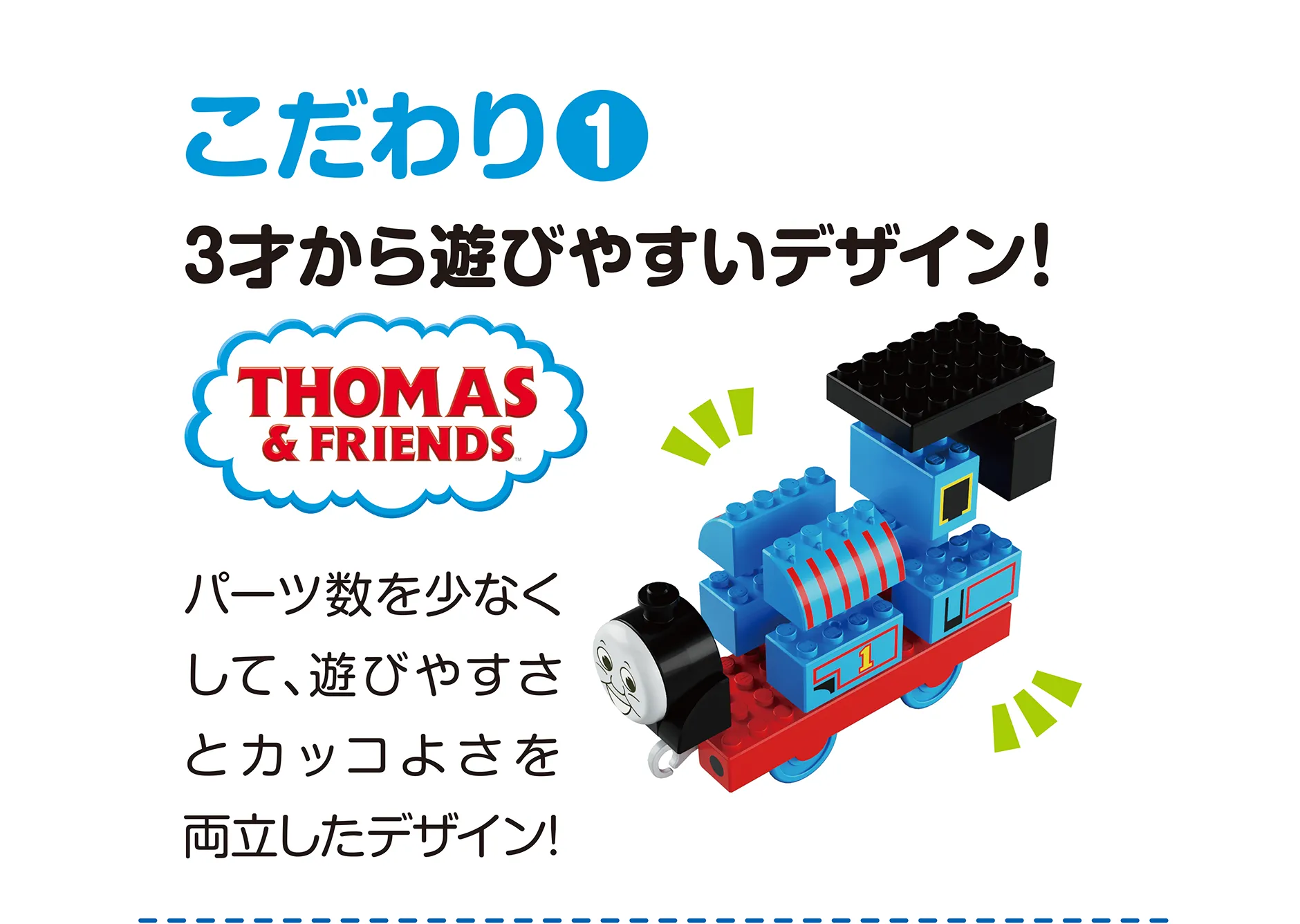 こだわり(1)｜3才から遊びやすいデザイン！｜パーツ数を少なくして、遊びやすさとカッコよさを両立したデザイン！