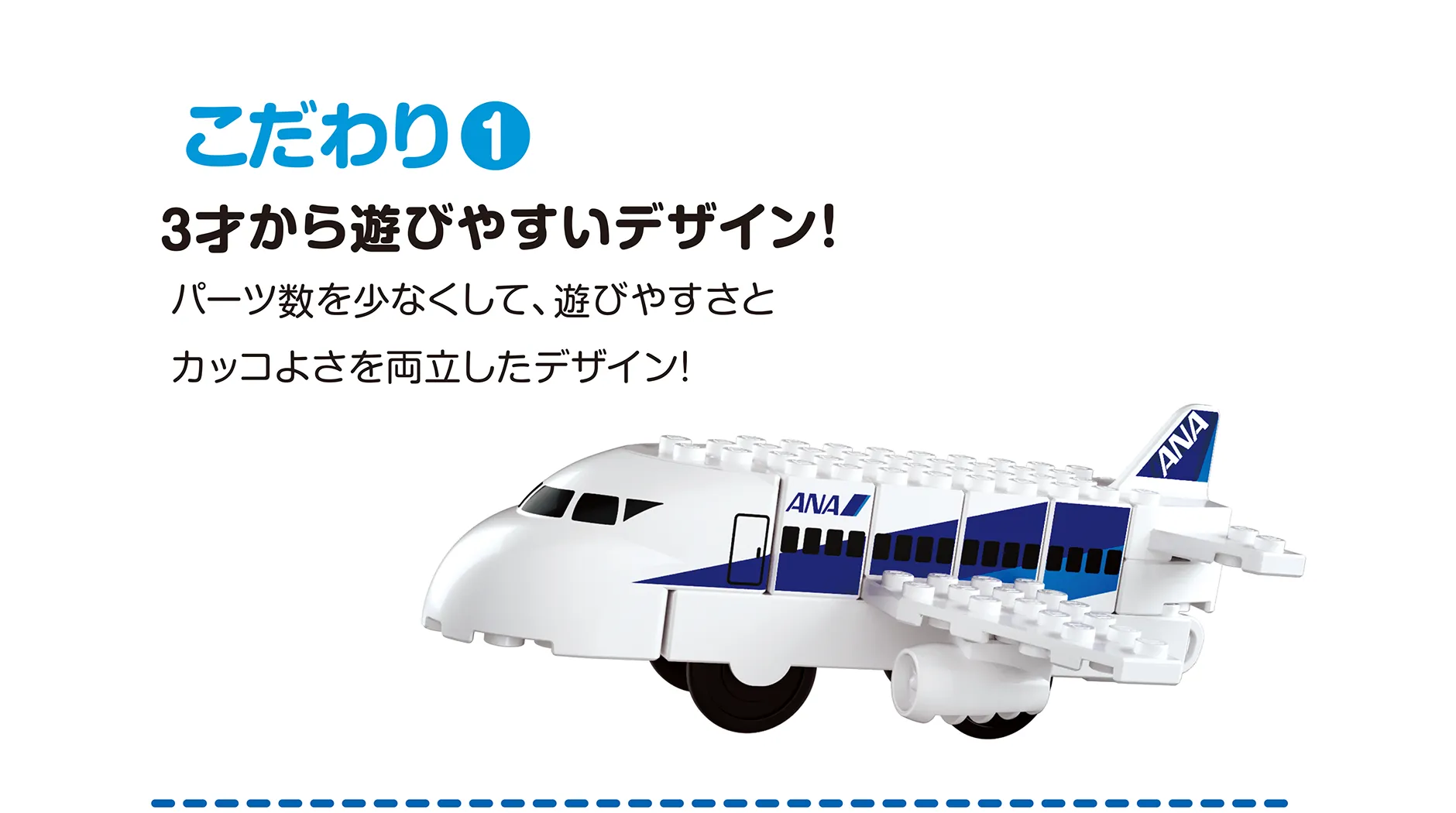 こだわり(1)｜3才から遊びやすいデザイン！｜パーツ数を少なくして、遊びやすさとカッコよさを両立したデザイン！