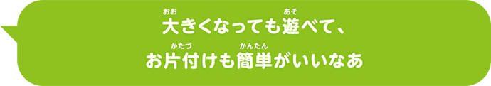 大きくなっても遊べて、お片付けも簡単がいいなあ
