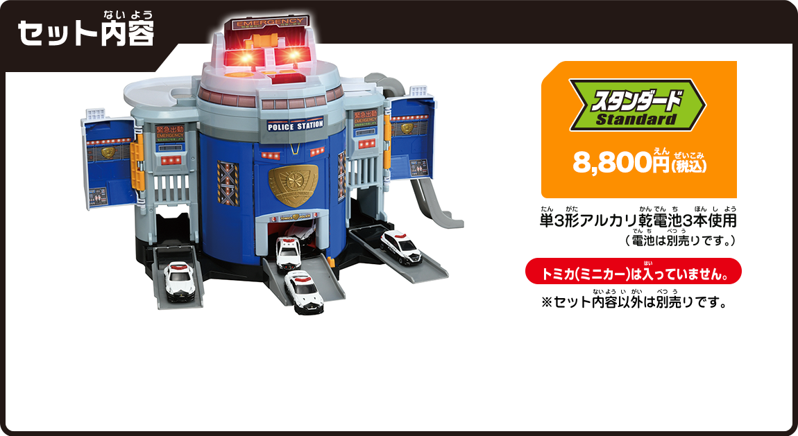セット内容：スタンダード8,580円（税込）トミカ（ミニカー）は入っていません。