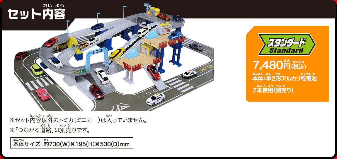 セット内容：7,480円（税込）２スピードでコントール！トミカアクション高速どうろをくわしくみる