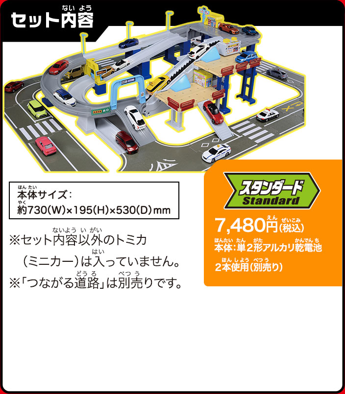 セット内容：7,480円（税込）２スピードでコントール！トミカアクション高速どうろをくわしくみる